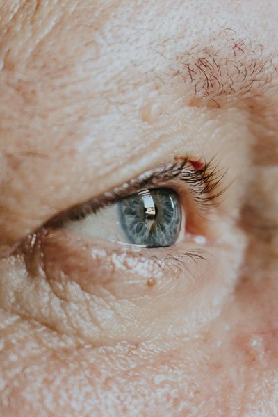 Close-up of an eye looking to the right