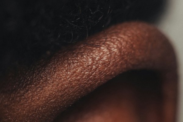 Close-up of skin in warm light